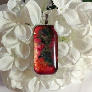 Hand painted glass pendant and necklace